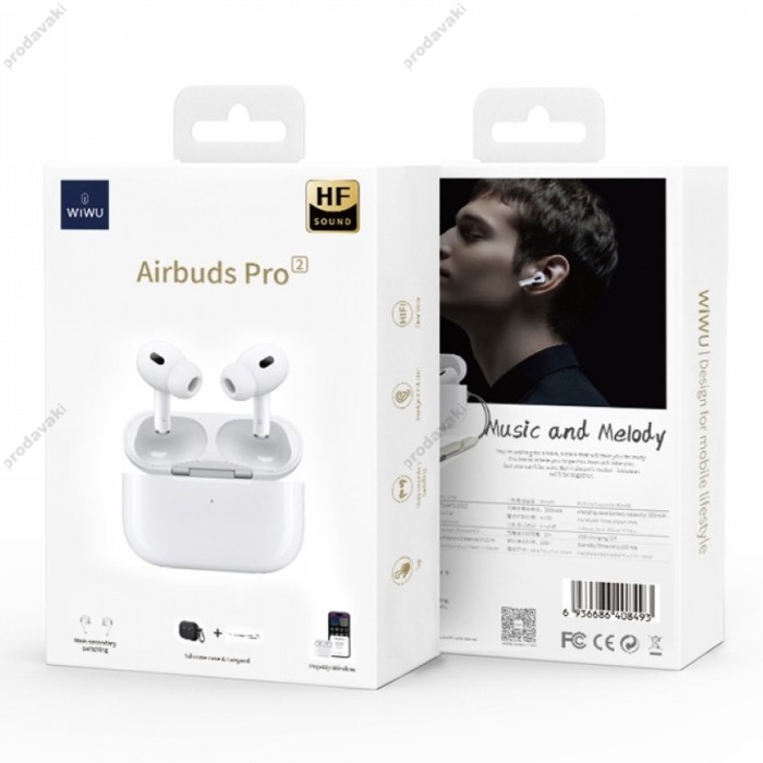 Бездротові Bluetooth навушники WiWU Airbuds Pro 2 ANC (4-mic ENC) BT 5.4 White